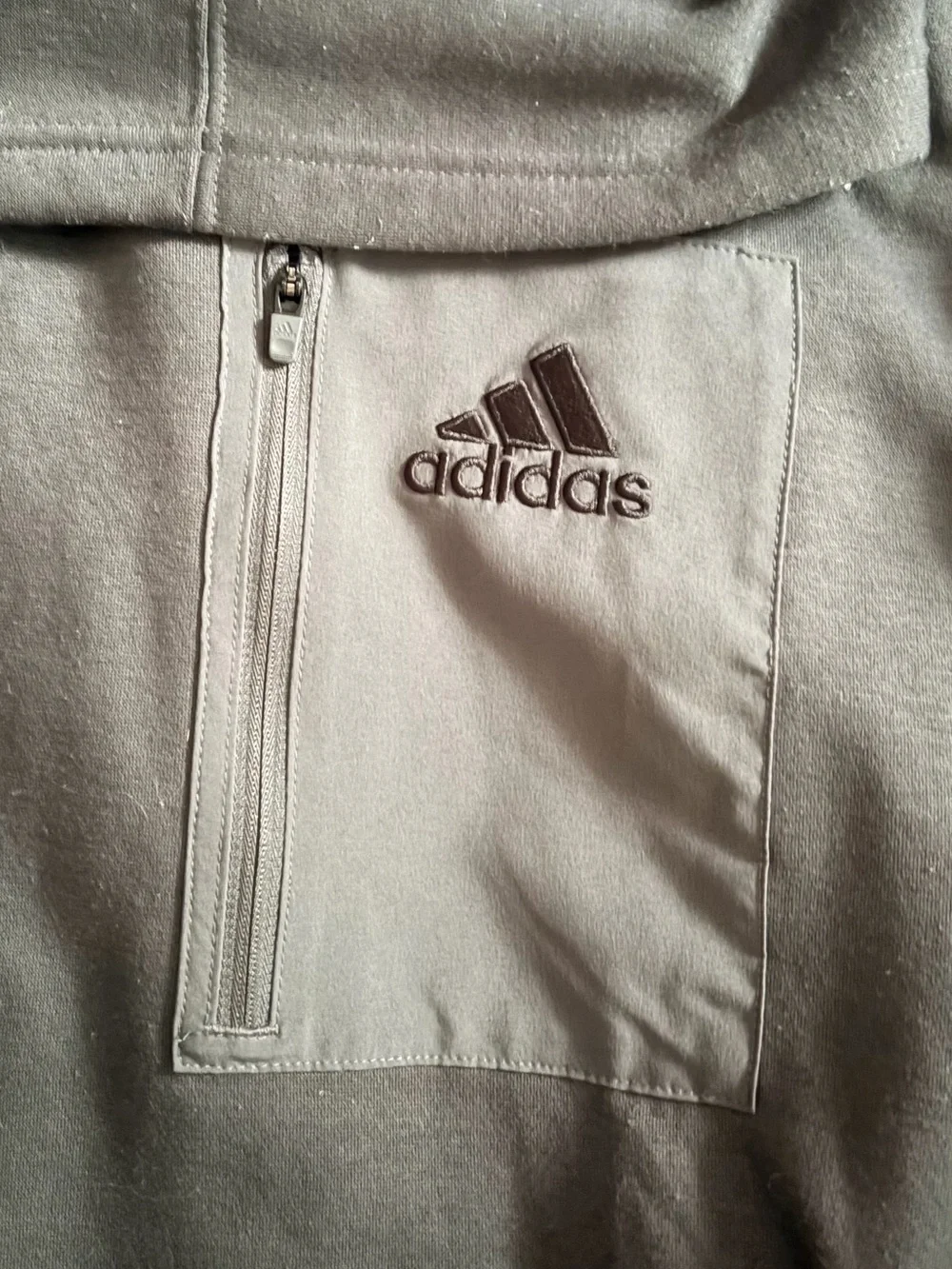 adidas Grey Zip-Pocket Pullover Hoodie